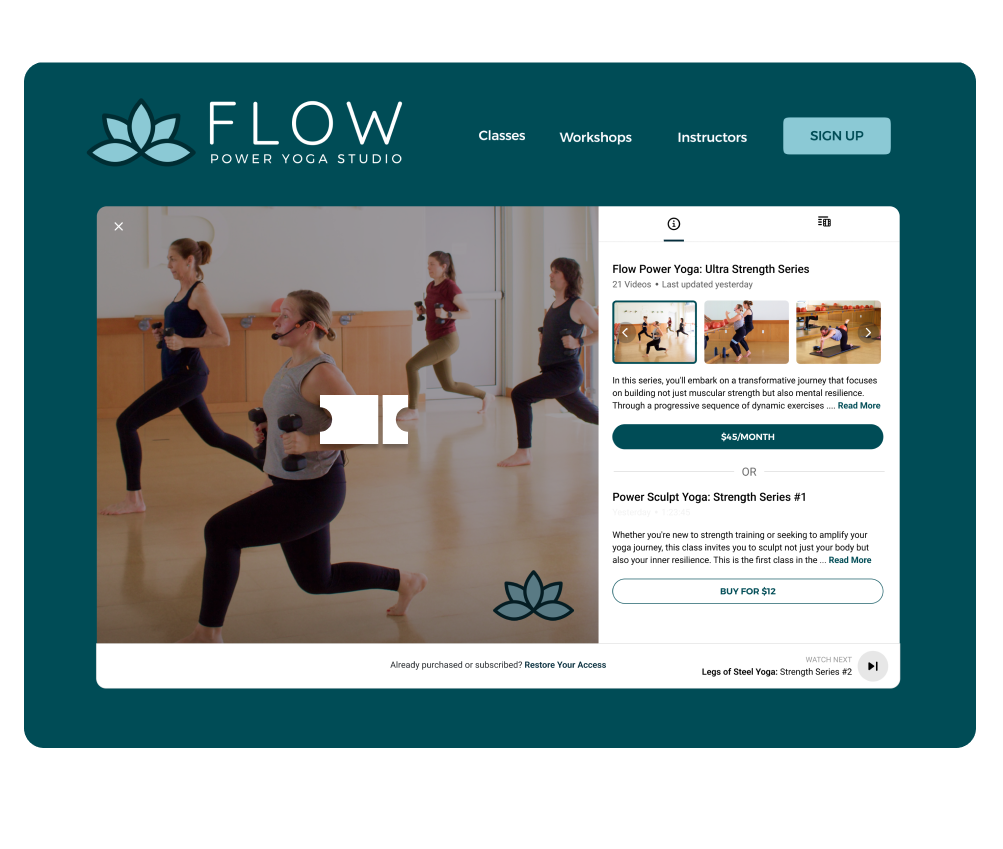 Paywall hosting yoga